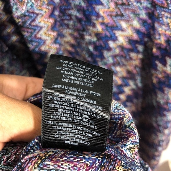 Maeve Anthropologie Blue Chevron Knit Dress S - Picture 11 of 11
